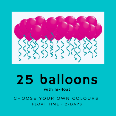 We Like To Party 25 ceiling helium balloons with ribbon and hifloat