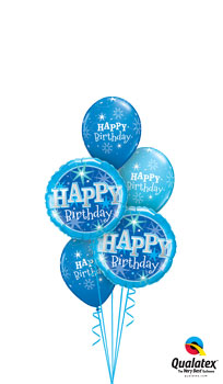 We Like To Party Blue Sparkle Birthday Balloon Bouquet