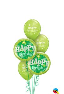 We Like To Party Green Sparkle Birthday Balloon Bouquet
