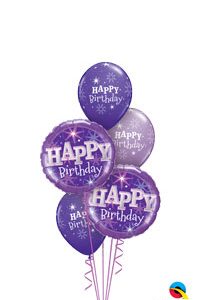 We Like To Party Purple Sparkle Birthday Balloon Bouquet