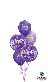 We Like To Party Purple Sparkle Birthday Balloon Bouquet