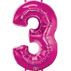 We Like To Party Pink Numeral Three Number Shape Foil Balloon