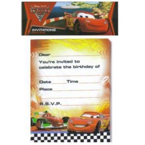 We Like To Party Disney Cars Invitation Cards and Envelopes, Pack of 8