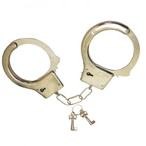 We Like To Party Hens Night Silver Novelty Handcuffs With Keys