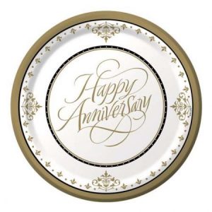 We Like To Party Happy Anniversary Gold Plates