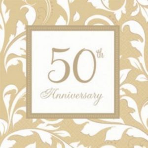 We Like To Party 50th Wedding Anniversary Luncheon Napkins 50th Elegant Scroll