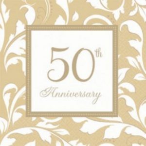 We Like To Party 50th Wedding Anniversary Beverage Napkins 50th Elegant Scroll