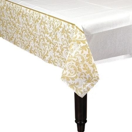 We Like To Party Gold Elegant Scroll Tablecover