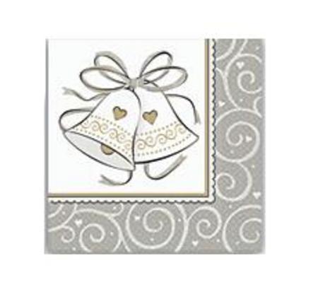 We Like To Party 25th Anniversary Silver And White Napkins