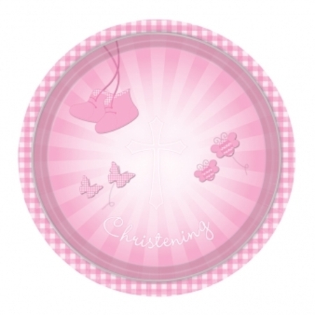 We Like To Party Christening Party Supplies & Decorations Pink Booties Plates