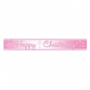 We Like To Party Christening Party Supplies & Decorations Pink Foil Banner