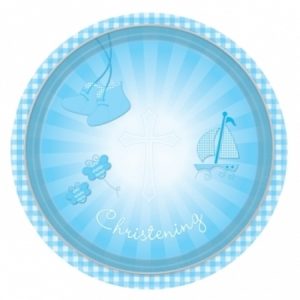We Like To Party Christening Party Supplies & Decorations Blue Booties Plates