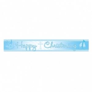 We Like To Party Christening Party Supplies & Decorations Blue Booties Foil Banner