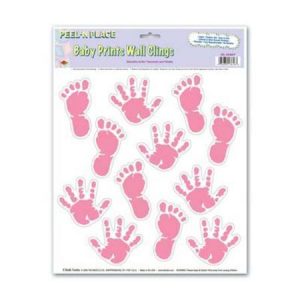 We Like To Party Baby Pink Hand and Foot Prints Wall Clings