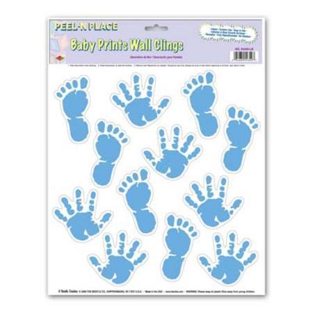 We Like To Party Baby Blue Hand and Foot Prints Wall Clings