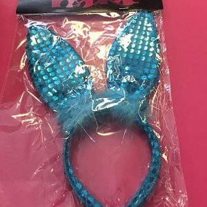We Like To Party Head Band Bunny Ears Blue Sequined