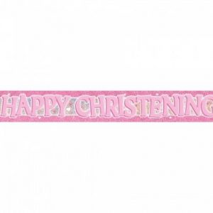 We Like To Party Christening Party Supplies & Decorations Pink Banner