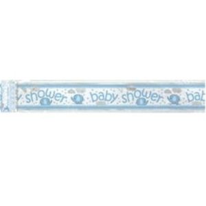 We Like To Party Umbrellaphants Blue Baby Shower Foil Banner