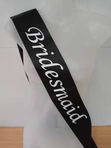 We Like To Party Hens Night Bridesmaid Sash Black With White Writing