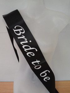 We Like To Party Hens Night Bride To Be Sash Black With White Writing