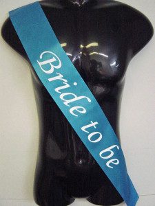 We Like To Party Hens Night Bride To Be Sash Blue With White Writing