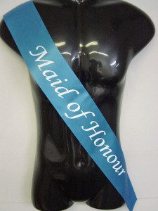 We Like To Party Hens Night Maid Of Honour Sash Blue With White Writing
