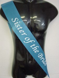 We Like To Party Hens Night Sister Of The Bride Sash Blue With White Writing