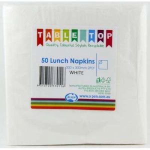 We Like To Party Plain Tableware Lunch Napkins White 50pk