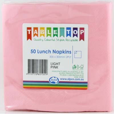 We Like To Party Plain Tableware Lunch Napkins Light Pink 50pk