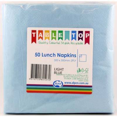 We Like To Party Plain Tableware Lunch Napkins Light Blue 50pk