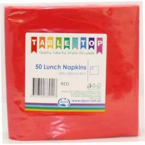 We Like To Party Plain Tableware Lunch Napkins Red 50pk