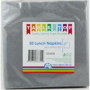 We Like To Party Plain Tableware Lunch Napkins Silver 50pk