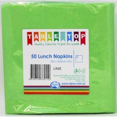 We Like To Party Plain Tableware Lunch Napkins Lime 50pk
