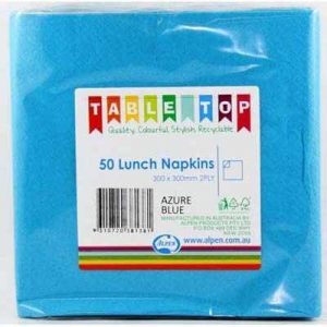 We Like To Party Plain Tableware Lunch Napkins Azure Blue 50pk