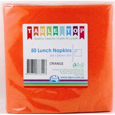 We Like To Party Plain Tableware Lunch Napkins Orange 50pk