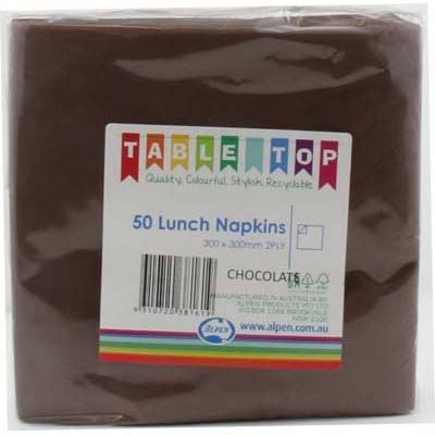 We Like To Party Plain Tableware Lunch Napkins Chocolate Brown 50pk