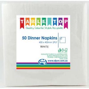 We Like To Party Plain Tableware Dinner Napkins White 50pk