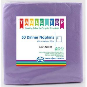 We Like To Party Plain Tableware Dinner Napkins Lavender 50pk