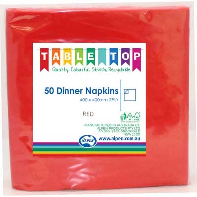 We Like To Party Plain Tableware Dinner Napkins Red 50pk