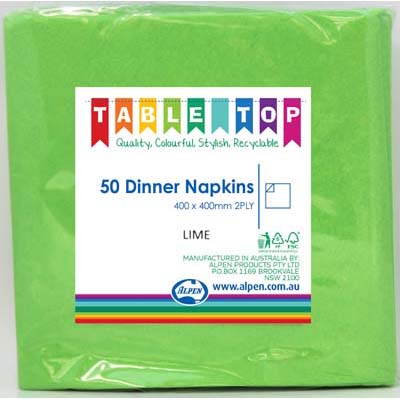 We Like To Party Plain Tableware Dinner Napkins Lime 50pk