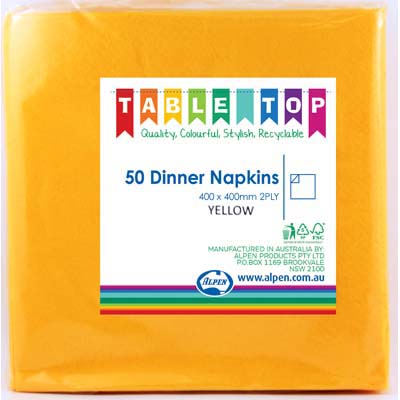 We Like To Party Plain Tableware Dinner Napkins Yellow 50pk