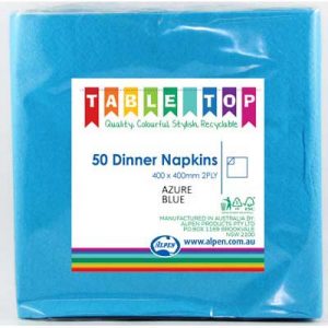 We Like To Party Plain Tableware Dinner Napkins Azure Blue 50pk