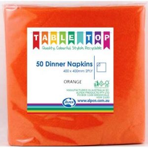 We Like To Party Plain Tableware Dinner Napkins Orange 50pk
