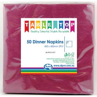 We Like To Party Plain Tableware Dinner Napkins Burgundy 50pk