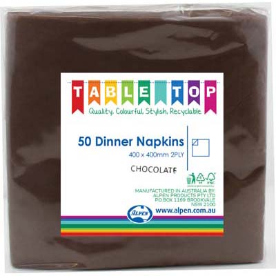 We Like To Party Plain Tableware Dinner Napkins Chocolate Brown 50pk