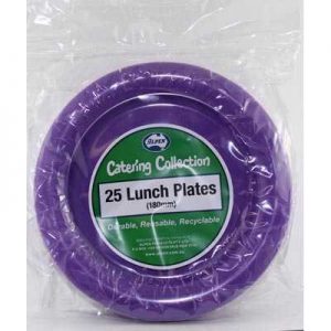 We Like To Party Plain Tableware Plastic Lunch Plates Purple 25pk
