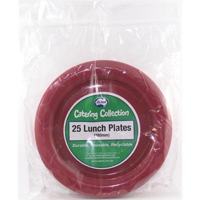 We Like To Party Plain Tableware Plastic Lunch Plates Burgundy 25pk