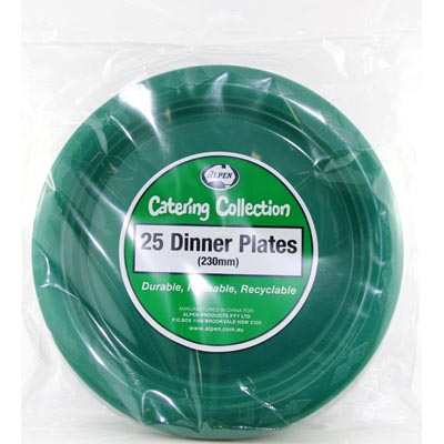 We Like To Party Plain Tableware Plastic Dinner Plates Green 25pk