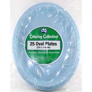 We Like To Party Plain Tableware Plastic Oval Plates Light Blue 25pk