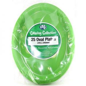 We Like To Party Plain Tableware Plastic Oval Plates Lime Green 25pk